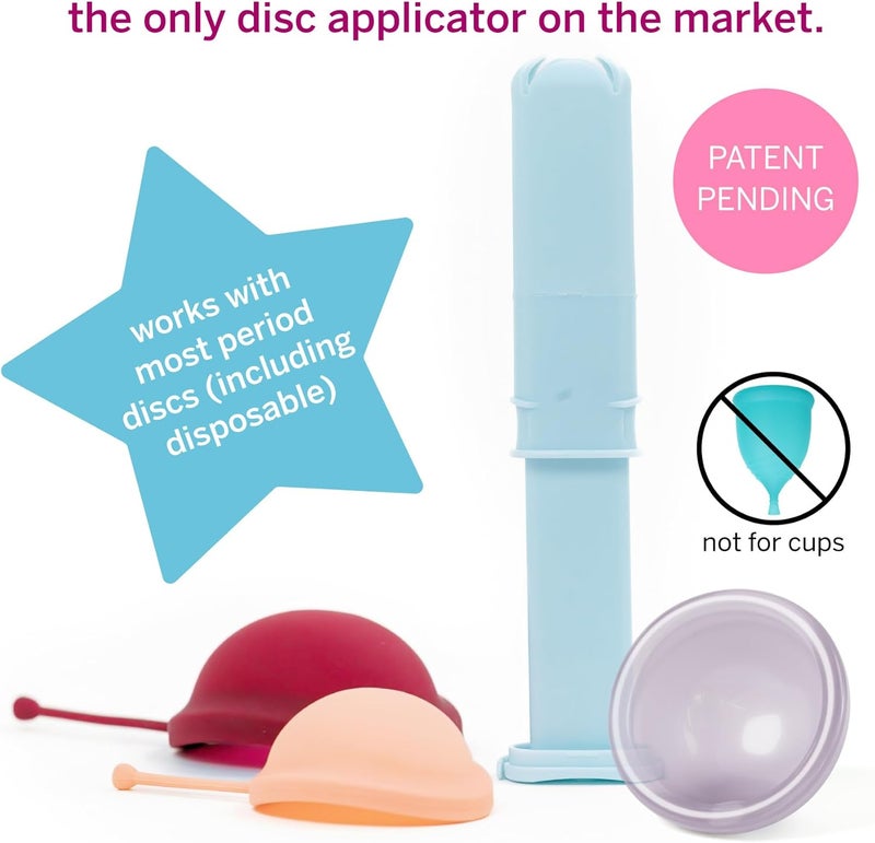 Pixie Cup Pixie Menstrual Disc Applicator for Feminine Care - Inserts Like A Tampon - Every Woman Can Now Use Period Discs - Perfect for Long Nails - Self Sanitizer TPE Properties (Disc Applicator - Blue) - Image 2